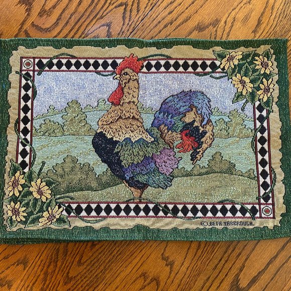 Beth Yarbrough 19" x 13" Woven Turkey Tapestry Placemats NWOT Set of 4 - Picture 1 of 7